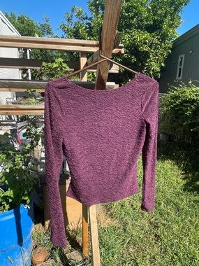 Women's Long-Sleeve Textured with backless / open back - Plum